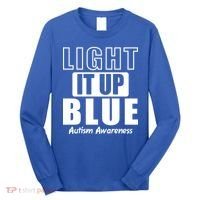 Autism Awareness Light It Up Blue Text Logo Long Sleeve Shirt thumb 0