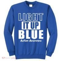 Autism Awareness Light It Up Blue Text Logo Sweatshirt thumb 0
