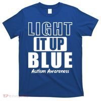 Autism Awareness Light It Up Blue Text Logo T-Shirt thumb 0