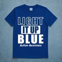 Autism Awareness Light It Up Blue Text Logo T-Shirt thumb 5