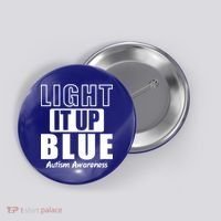 Autism Awareness Light It Up Blue Text Logo Button thumb 0