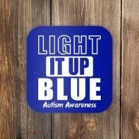 Autism Awareness Light It Up Blue Text Logo Coaster thumb 0