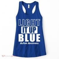 Autism Awareness Light It Up Blue Text Logo Women's Tank Top thumb 0
