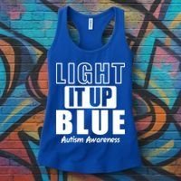 Autism Awareness Light It Up Blue Text Logo Women's Tank Top thumb 3