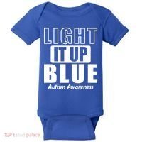 Autism Awareness Light It Up Blue Text Logo Baby Bodysuit thumb 0