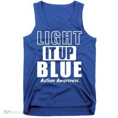 Autism Awareness Light It Up Blue Text Logo Tank Top