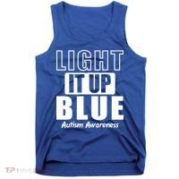 Autism Awareness Light It Up Blue Text Logo Tank Top thumb 0