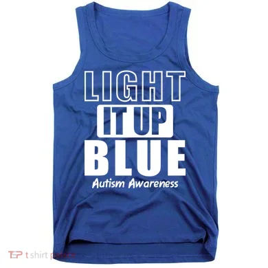 Autism Awareness Light It Up Blue Text Logo Tank Top