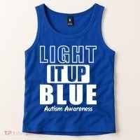 Autism Awareness Light It Up Blue Text Logo Tank Top thumb 2