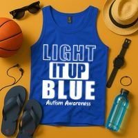 Autism Awareness Light It Up Blue Text Logo Tank Top thumb 4