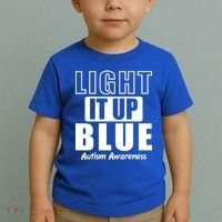 Autism Awareness Light It Up Blue Text Logo Toddler T-Shirt thumb 2