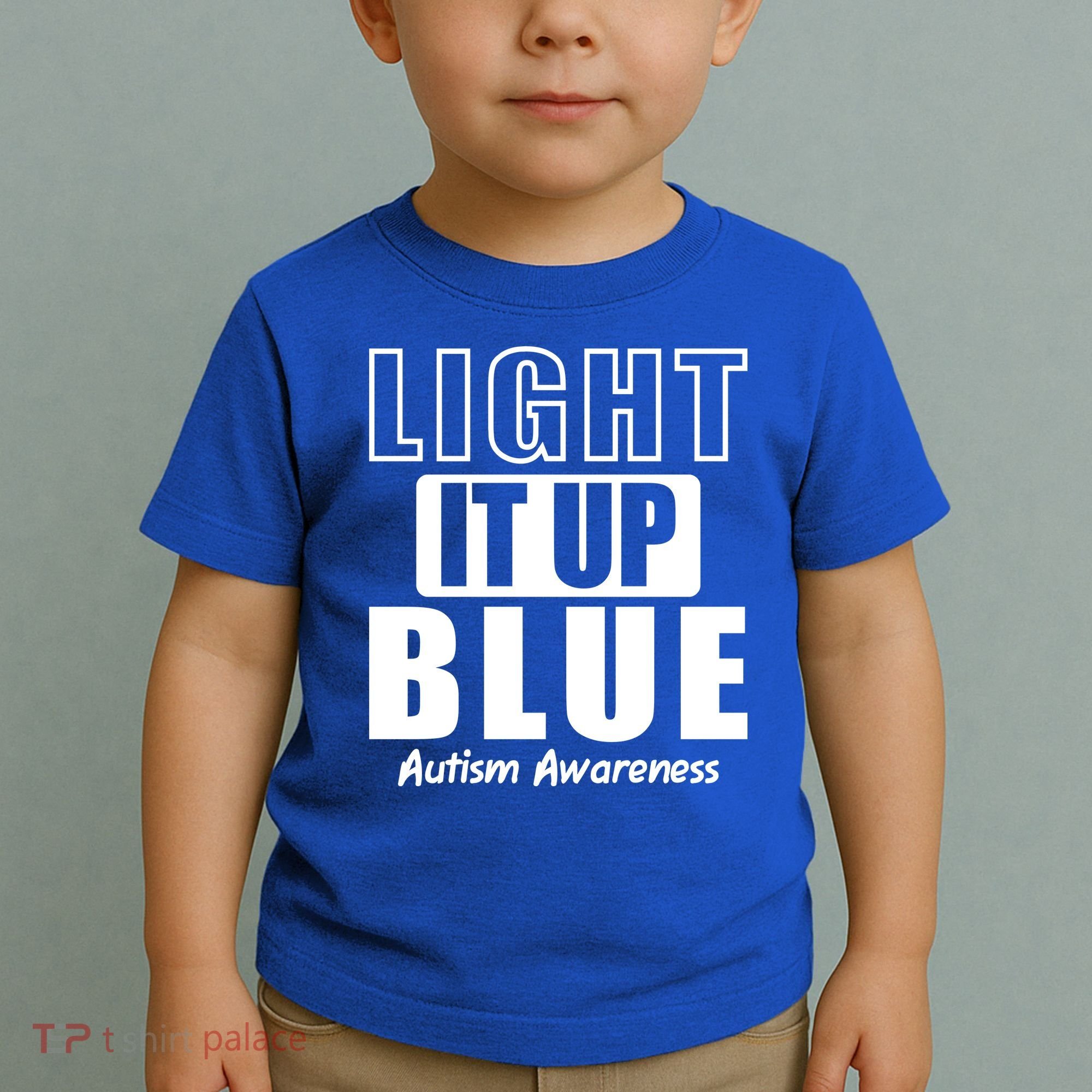 Autism Awareness Light It Up Blue Text Logo Toddler T-Shirt