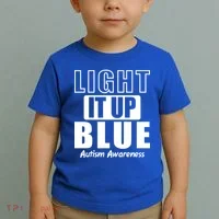 Autism Awareness Light It Up Blue Text Logo Toddler T-Shirt thumb 2
