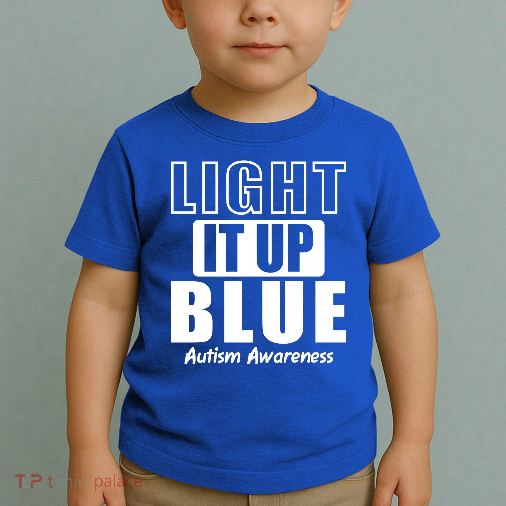 Autism Awareness Light It Up Blue Text Logo Toddler T-Shirt