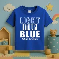 Autism Awareness Light It Up Blue Text Logo Toddler T-Shirt thumb 3