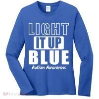 Autism Awareness Light It Up Blue Text Logo Women's Long Sleeve Shirt thumb 0