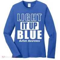 Autism Awareness Light It Up Blue Text Logo Women's Long Sleeve Shirt thumb 0