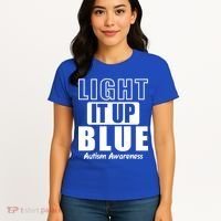 Autism Awareness Light It Up Blue Text Logo Women's T-Shirt thumb 4