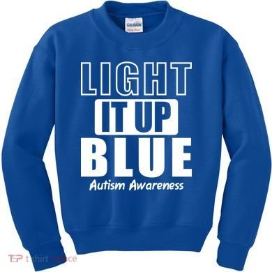 Autism Awareness Light It Up Blue Text Logo Kids Sweatshirt