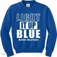 Autism Awareness Light It Up Blue Text Logo Kids Sweatshirt thumb 0