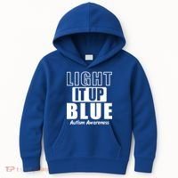Autism Awareness Light It Up Blue Text Logo Kids Hoodie thumb 0