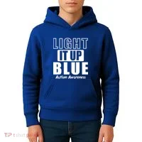 Autism Awareness Light It Up Blue Text Logo Kids Hoodie thumb 4