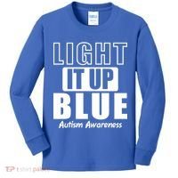 Autism Awareness Light It Up Blue Text Logo Kids Long Sleeve Shirt thumb 0