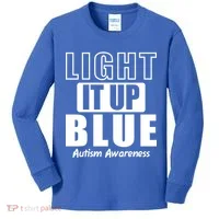 Autism Awareness Light It Up Blue Text Logo Kids Long Sleeve Shirt thumb 0