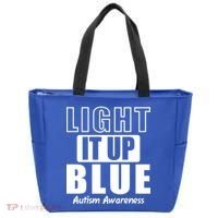 Autism Awareness Light It Up Blue Text Logo Tote Bag thumb 0