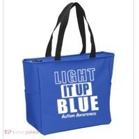 Autism Awareness Light It Up Blue Text Logo Tote Bag thumb 2
