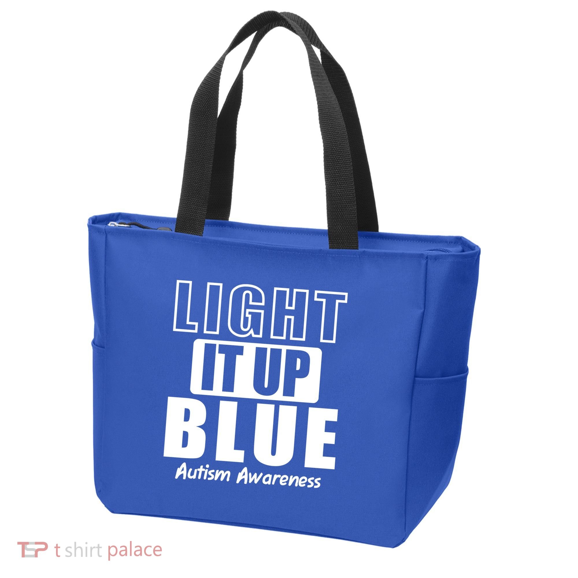 Autism Awareness Light It Up Blue Text Logo Tote Bag