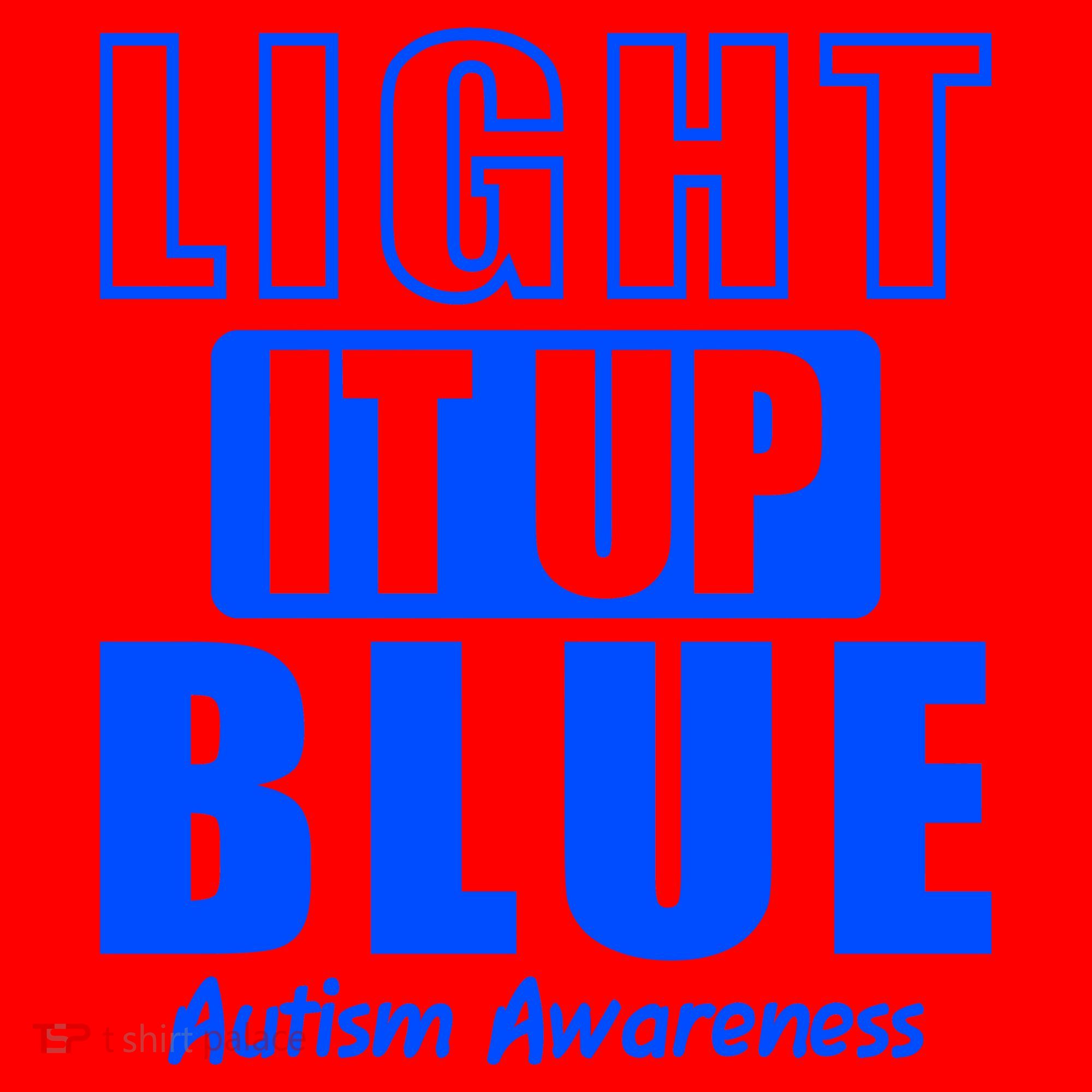 Autism Awareness Light It Up Blue Text Logo Santa Hat