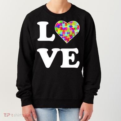 Autism Awareness Love Heart Puzzle Pieces Women's Sweatshirt