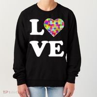 Autism Awareness Love Heart Puzzle Pieces Women's Sweatshirt thumb 0