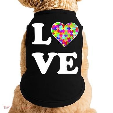 Autism Awareness Love Heart Puzzle Pieces Doggie Tank