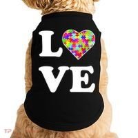 Autism Awareness Love Heart Puzzle Pieces Doggie Tank thumb 0