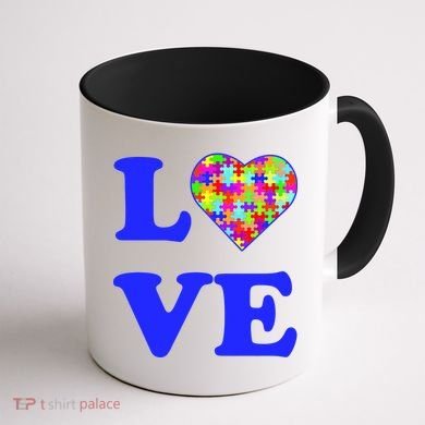 Autism Awareness Love Heart Puzzle Pieces Coffee Mug back