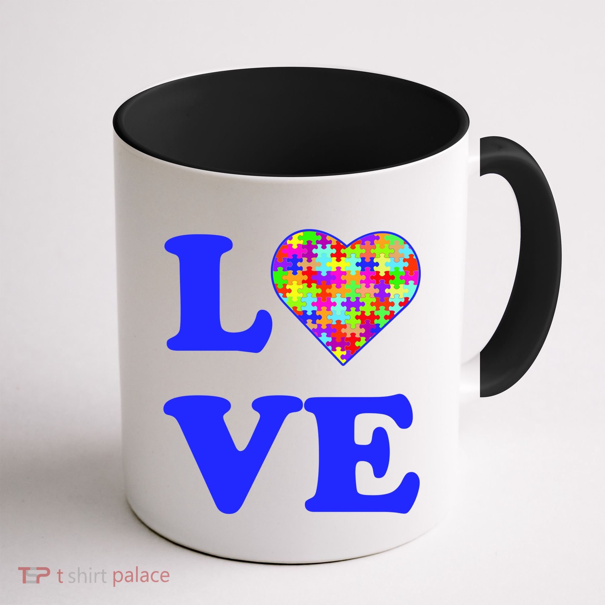 Autism Awareness Love Heart Puzzle Pieces Coffee Mug