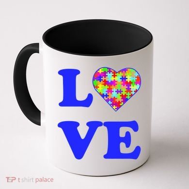 Autism Awareness Love Heart Puzzle Pieces Coffee Mug