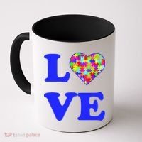 Autism Awareness Love Heart Puzzle Pieces Coffee Mug thumb 0