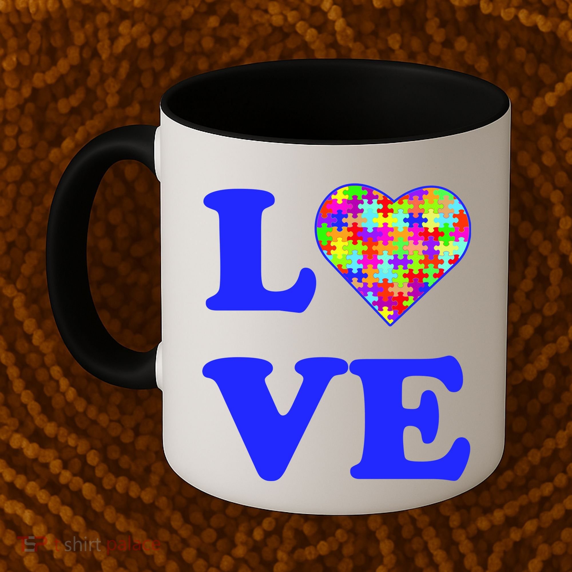 Autism Awareness Love Heart Puzzle Pieces Coffee Mug