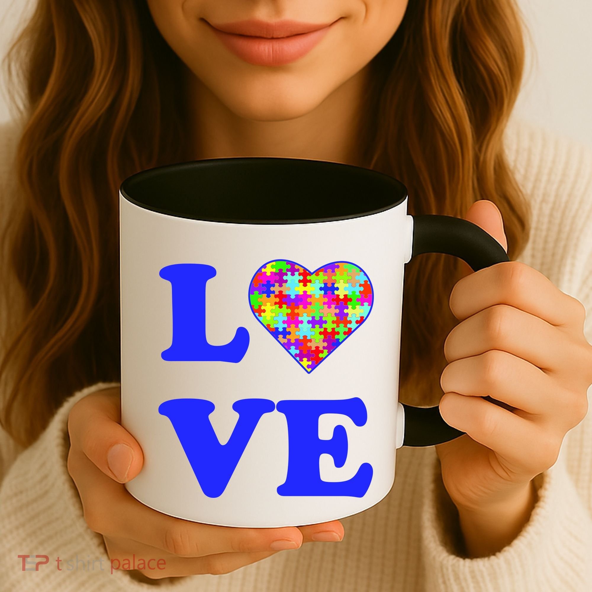 Autism Awareness Love Heart Puzzle Pieces Coffee Mug