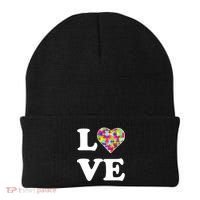 Autism Awareness Love Heart Puzzle Pieces Beanie thumb 0