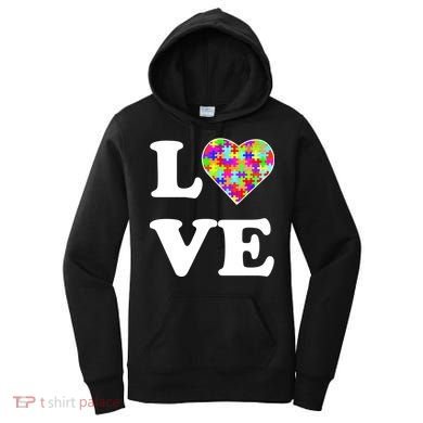 Autism Awareness Love Heart Puzzle Pieces Women's Hoodie