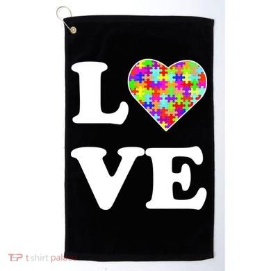 Autism Awareness Love Heart Puzzle Pieces Golf Towel
