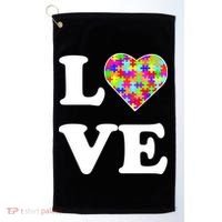 Autism Awareness Love Heart Puzzle Pieces Golf Towel thumb 0