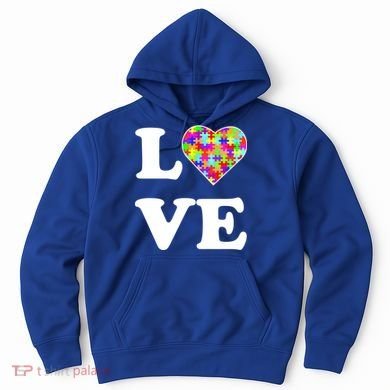 Autism Awareness Love Heart Puzzle Pieces Hoodie