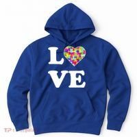 Autism Awareness Love Heart Puzzle Pieces Hoodie thumb 0