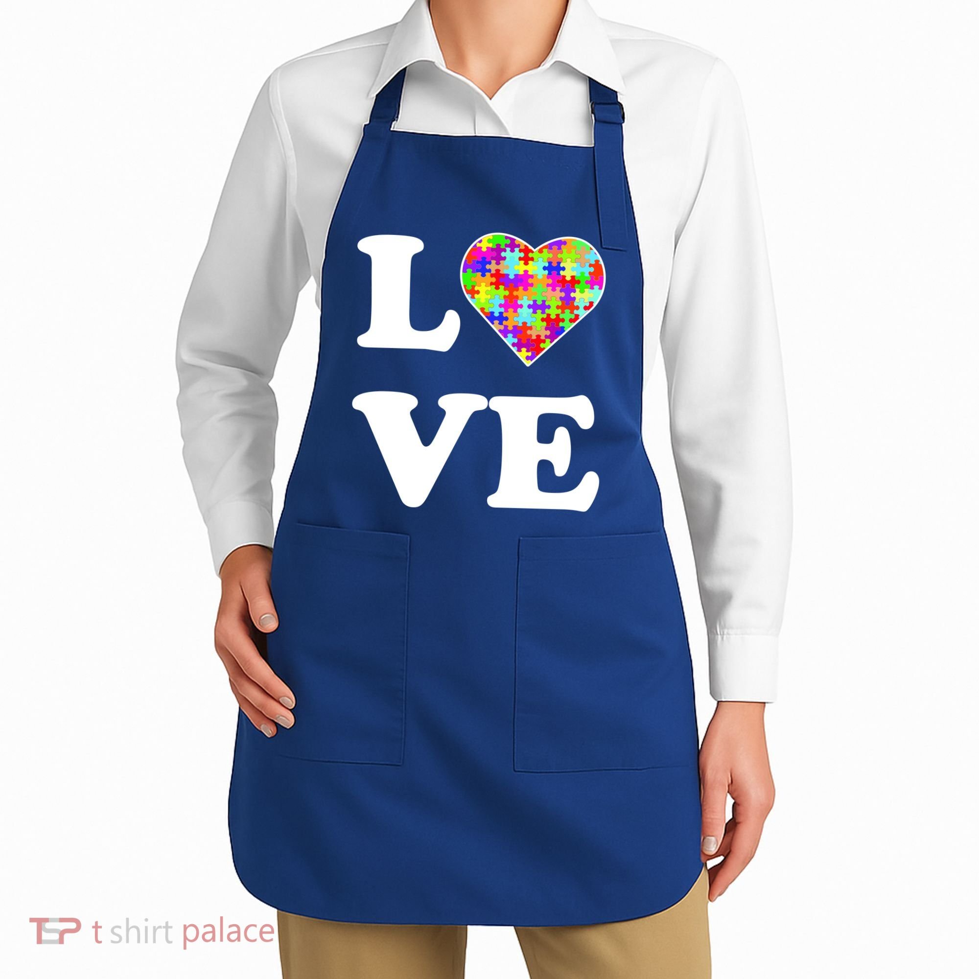 Autism Awareness Love Heart Puzzle Pieces Apron