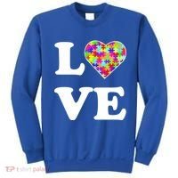 Autism Awareness Love Heart Puzzle Pieces Sweatshirt thumb 0